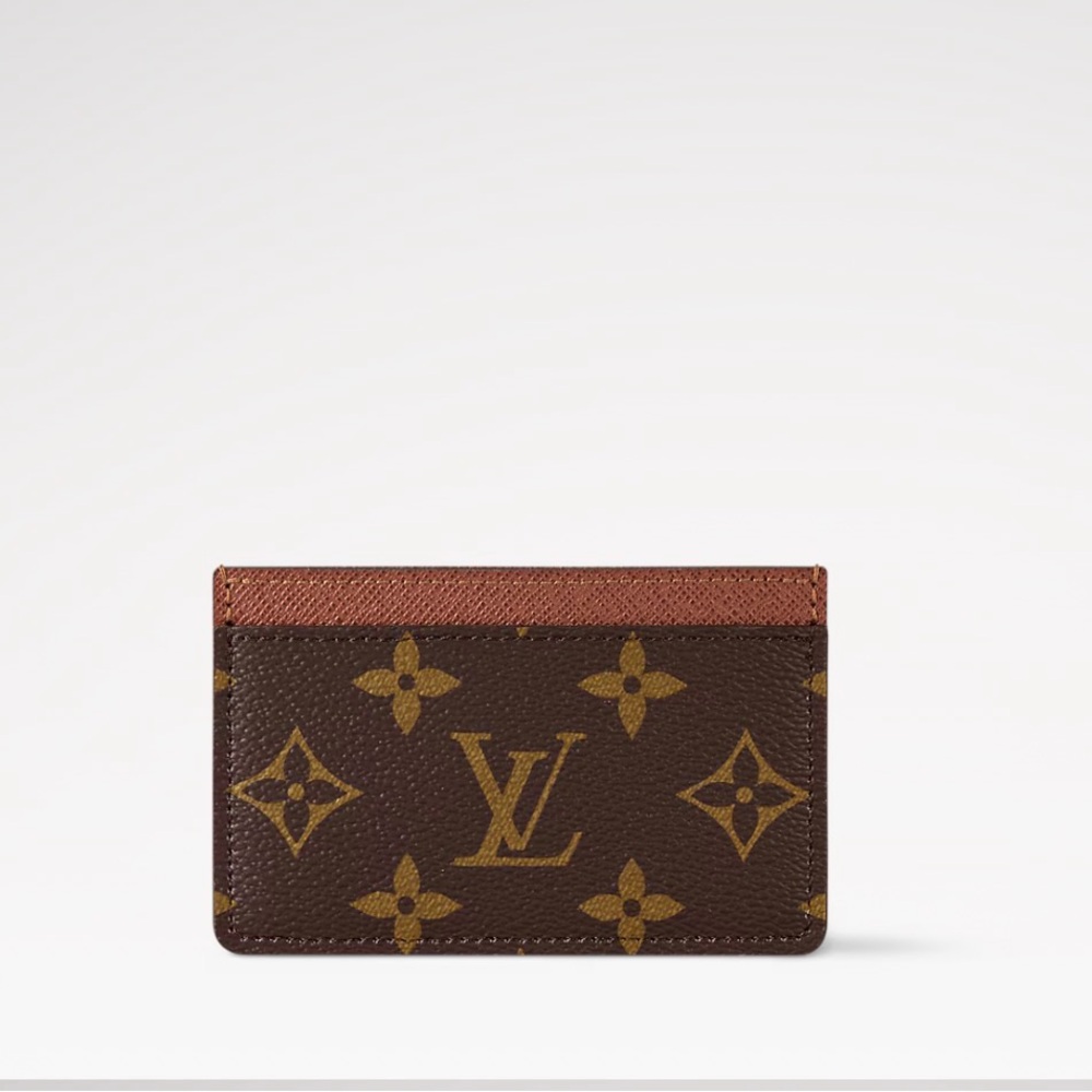 Louis Vuitton Monogram Canvas Card Holder with Brown and Red Trim